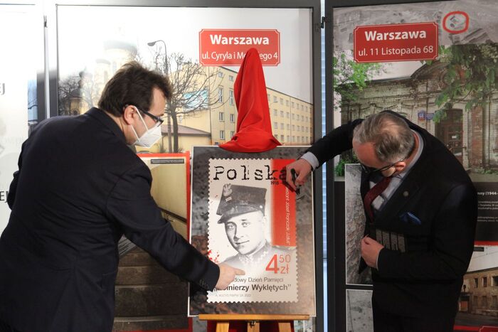 Prezentacja znaczka pocztowego upamiętniającego  Józefa Franczaka „Lalusia” – Warszawa, 1 marca 2022. Fot. Adrianna Garnik (IPN)