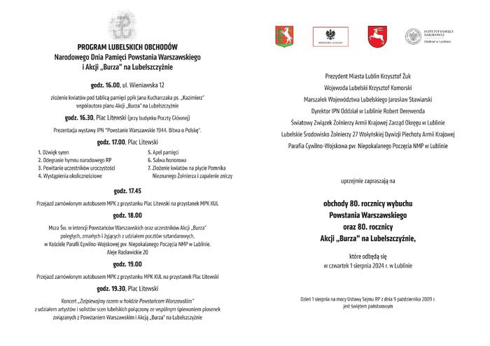 Program Lubelskich Obchodów 1 sierpnia 2024 r.