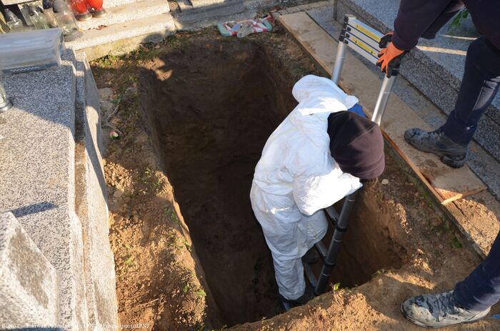 Kolejny etap prac poszukiwawczych na terenie Cmentarza Rzymskokatolickiego w Lublinie – 4–8 listopada 2024. Fot. Łukasz Pasztaleniec (OBPiI IPN w Lublinie)