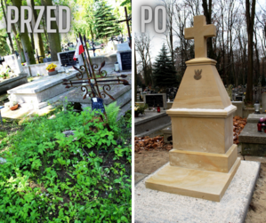 Stan przed i po remoncie grobu weterana Powstania Styczniowego. Fot.: Sylwia Kostyra/IPN Lublin