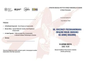 Sesja naukowa „80. Rocznica przemianowania Związku Walki Zbrojnej na Armię Krajową” – Zamość, 14 lutego 2022