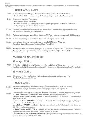 Narodowy Dzień Pamięci Żołnierzy Wyklętych – Lublin, 1-8 marca 2022