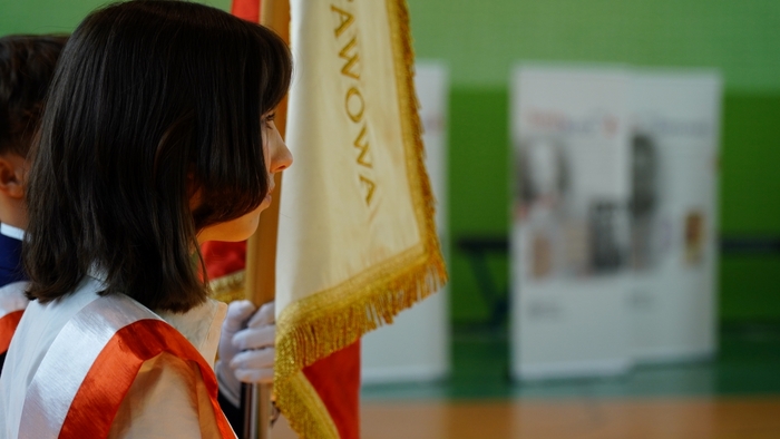 Odsłonięcie tablicy poświęconej Pierwszej Trawnickiej Drużynie Harcerskiej - Trawniki, 29 marca 2022. Fot. Szczepan Barczyk (IPN Lublin)