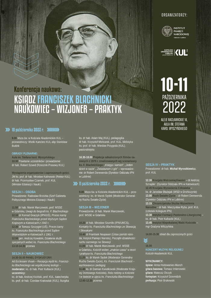 Konferencja naukowa „Ksiądz Franciszek Blachnicki. Naukowiec – Wizjoner – Praktyk”