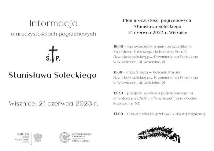 Uroczystości pogrzebowe Stanisława Soleckiego – Wisznice, 21 czerwca 2023